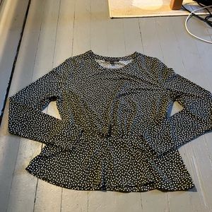 Banana Republic olive dotted peplum top
